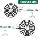 Silver Burner Drip Pans WB31T10010(6") WB31T10011(8") Electric Stove Burner Replacement WB30M1(6") WB30M2(8") WB17T10006 Terminal Block Compatible for G-E Hot-point Ken-more by MIFLUS
