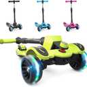 6KU Kids Scooter with Adjustable Height, Toddler Scooter with Widened Flash Wheels, Ages 3-8, Lean to Steer (Yellow)