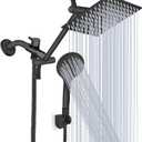 Shower Head, 12 Inch High Pressure Rain Shower Head with Handheld Spray Combo, Adjustable Dual Rainfall Shower Head - Showerhead Comb Set with Extension Arm - 60 Inch Long Shower Hose (Black）