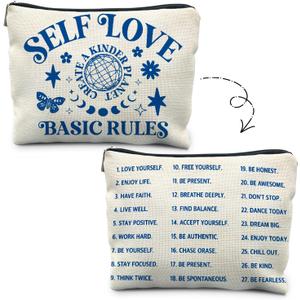 Self Love Makeup Bag, Self Love Gifts, Mental Health Gifts, Motivational Cosmetic Bags for Women, Inspirational Gifts for Women Friends, Counselor Mentor Therapist Gifts Makeup Pouch