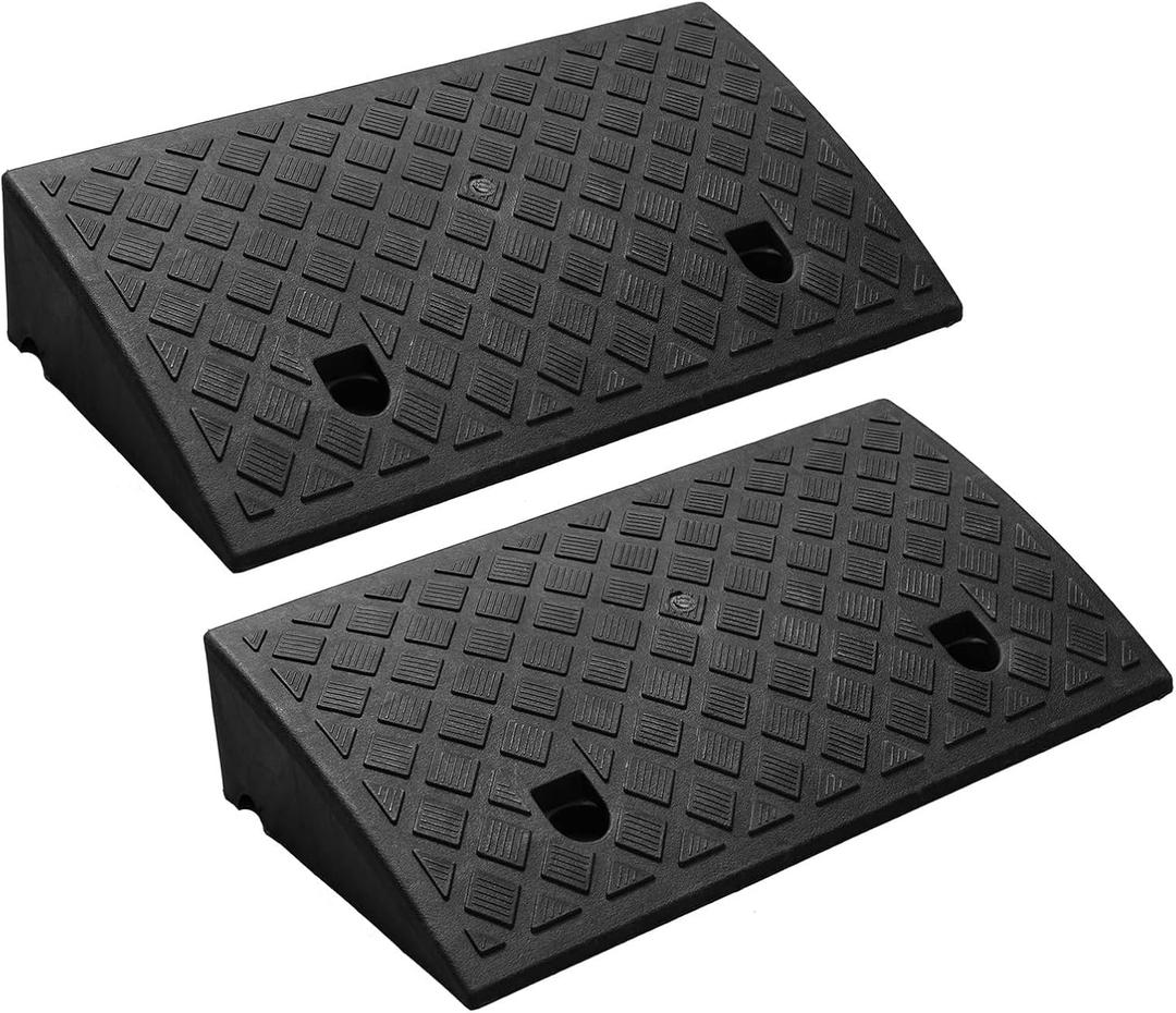 Portable Lightweight Plastic Curb Ramps 2PCS, Heavy Duty Plastic Threshold Ramp Set for Driveway, Loading Dock, Sidewalk, Car, Scooter, Bike, Motorcycle, Wheelchair, Golf Cart