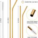 Hiware 12-Pack Gold Stainless Steel Straws Reusable with Case - Metal Drinking Straws for 30oz & 20oz Tumblers Dishwasher Safe, 2 Brushes Included