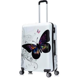 InUSA Butterfly Print Luggage with Spinner Wheels | Durable Lightweight Hardside Suitcase | Travel Bag with Handle and Trolley | 28-Inch Large Checked luggage