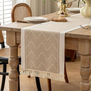 Table Runners 138 Inches,Waterproof Boho Table Runner with Tassel Fringe,Table Runner for Party Coffee Table