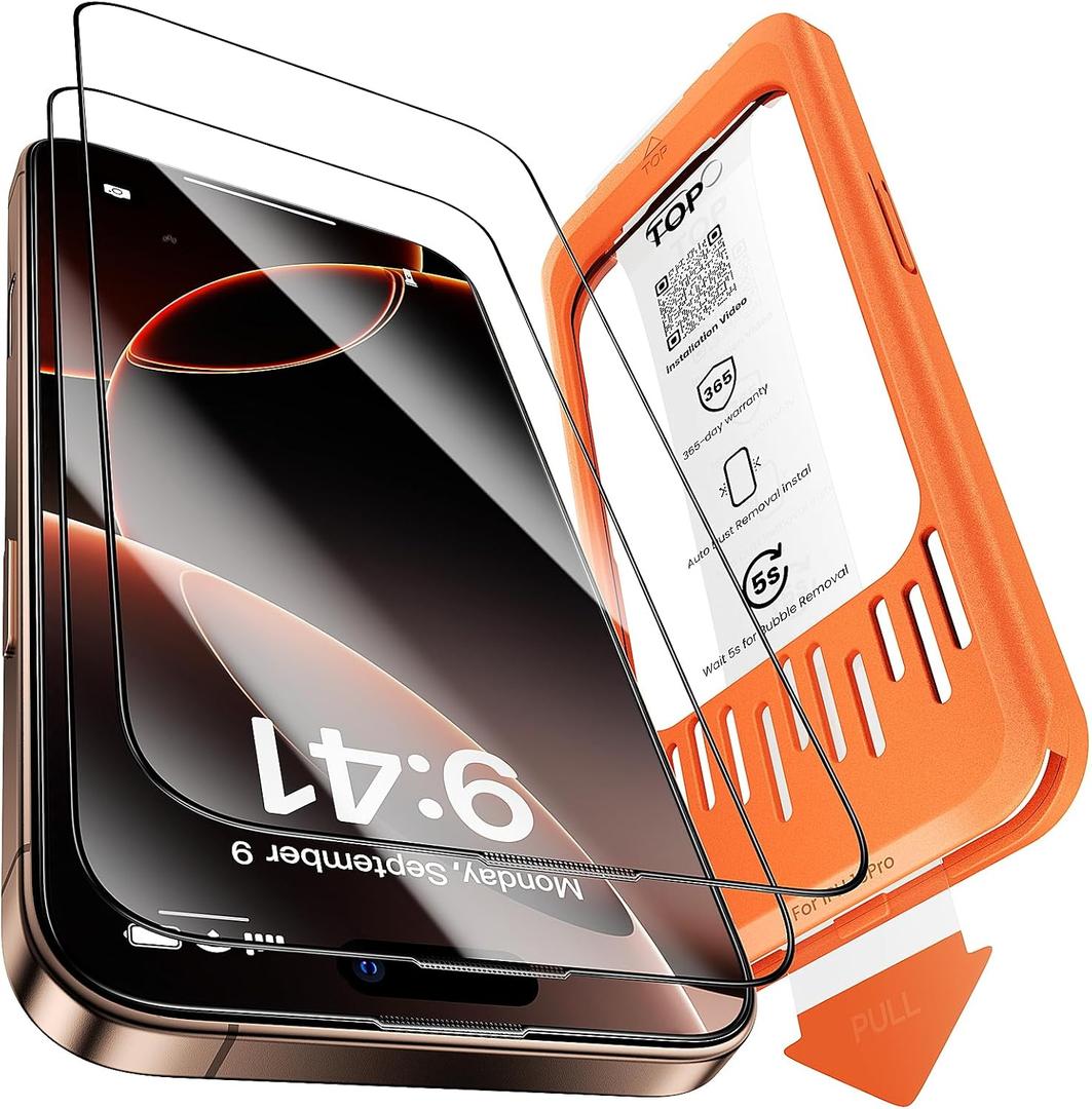 Yriklso 2-Pack for iPhone 16 Pro Screen Protector,Military Grade Shatterproof,Bubble-Dust Free Box,9H+ HD Tempered Glass,Full Coverage,Scratch & Smudge Resistant for iPhone 6.3 inch