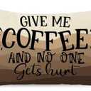 Ussap Coffee Themed Lumbar Decorative Throw Pillow Cover 12 x 20, Give Me Coffee and No One Gets Hurt Rectangle Cushion Case Decor, Cafe Bar Home Decoration for Sofa Couch, Set of 2