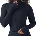 YITTY Active Women's Ultraluxe Full Zip Jacket, Athleisure, 4-Way-Stretch, Thumbholes (Deep Navy, XS)