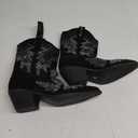 Women's Sparkly Rhinestone Bling Cowgirl Suede Western Boots Shiny Pointed Toe Chunky Heel Glitter Ankle Booties (10, Black)