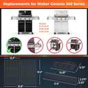 Grill Parts for Weber Genesis 300 Grills with Front Control Knob, Grill Grates for Genesis E310 S310 E/S320 E/S330, 17.5" Flavorizer Bars&Heat Deflectors, 19.5" Grill Grates for Weber 7524 7621 65505