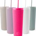 Simple Modern Plastic Matte Studded Tumbler with Lid and Straw | Reusable BPA Free Iced Coffee Cups Double Wall Smoothie Cup | Gifts for Women Men Him Her | Classic Collection | 24oz | Raspberry Vibes