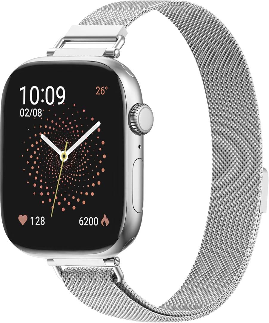Ultra-Slim Milanese Loop Compatible with Apple Watch Band for Women 42mm 41mm 40mm 38mm, 14mm Width Metal Mesh Strap with Strong Magnetic Lock, Lightweight Breathable Replacement Band for iWatch Series SE 11 10 9 8 7 6 5 4 3 2 1