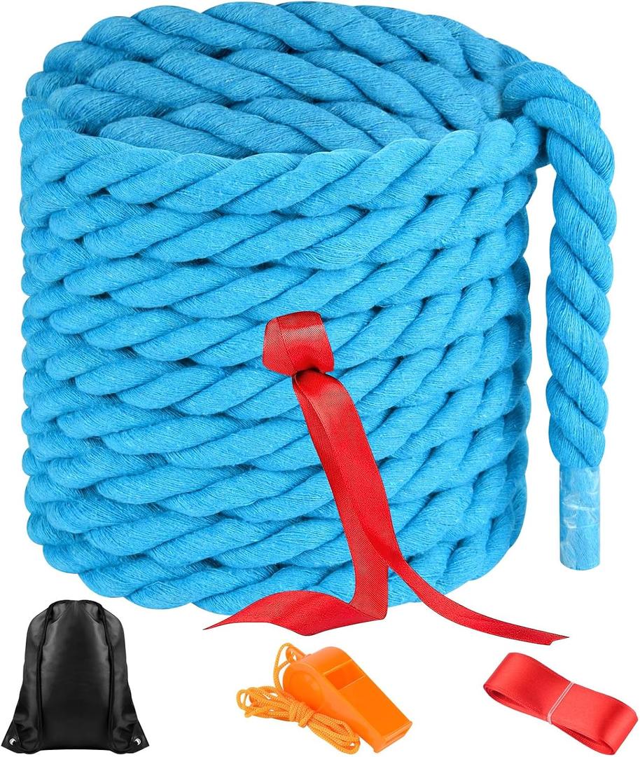 NEBURORA 20FT Tug of War Rope for Adults Outdoor Games Field Day Family Reunion Summer Outside Yard Backyard Lawn Camping Picnic Carnival Party Games Blue