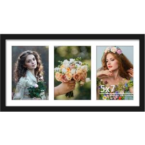DUENPY 8x16 Collage Picture Frame, 5x7 Collage Picture Frame Displays Three 5x7 inch Photos, or 8x16 (Without Mat) for Available Horizontal Wall Mounting Display and Vertical, Black