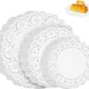 PECULA Paper Doilies, 200 Pack White Lace Doilies 6.5, 8.5, and 10.5 Inch for Food, Crafts, Baby Showers, Parties, Wedding, Birthday, Tableware Decoration