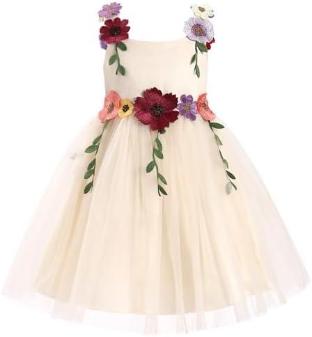 IDOPIP Toddler Baby Embroidery Flower Girl Dress for Kids Wedding Pageant Party Prom Gown Communion Birthday Tulle Dresses No Size