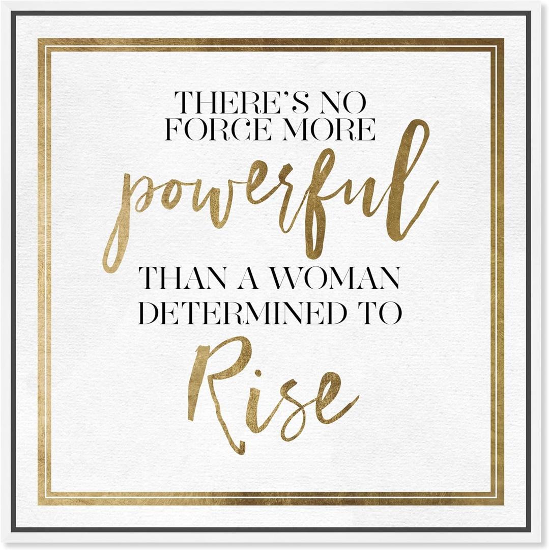 The Oliver Gal Artist Co. Typography Wall Art Canvas Prints Empowered Women Quotes and Sayings Woman Rise Home Dcor, 20" x 20", White Floating Frame