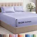 Extra Deep Queen Sheet Set - 4 Piece Breathable & Cooling Bed Sheets - Easily Fits 18 to 24 inch Mattress - Ultra Soft, Wrinkle & Fade Free with Extra Deep Pockets - Hotel Luxury Bedding - Lavender