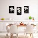 CCWACPP 3 Piece Floral Canvas Wall Art Magnolia Flowers Pictures Black and White Flowers Painting Prints Modern Bedroom Living Room Home Decor Framed (A, (12"x16"x3))