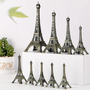 9 Pcs Eiffel Tower Statue Decor Alloy Metal Paris Tower Party Decoration 5 Size Eiffel Decor French Table Stand Holder Gift for Cake Topper Collectible Figurine Replica Home(Bronze)