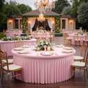 8 Pack Pink Round Spandex Tablecloths for 60inch Table, Wrinkle Free 120inch Stretchy Fitted 5FT Round Table Cloths Cover with Skirt for Wedding Birthday Party Dining Banquet Event