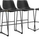 DUMOS 30 Inch Counter Height Bar Stools Set of 2, Modern Faux Leather High Barstools with Back and Metal Leg, Bar Chairs for Kitchen lsland, Black (4 Pcs 30 In)