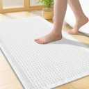 Smiry Waffle Bath Mat 24x17, Extra Soft Absorbent Bathroom Rugs, Non Slip Machine Washable Quick Dry Bath Rugs for Bathroom Floor, Tub, Shower, Home Decor Accessories, White
