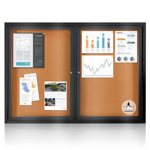 Enclosed Bulletin Board Outdoor Noticeboard with Locking Door, Weather-Resistant, Cork, Black Aluminum Frame, 48 x 34 in Enclosed Bulletin Board Outdoor Noticeboard with Locking Door, Weather-Resistant, Cork, Black Aluminum Frame, 48 x 34 in