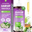 Soursop Bitters Liquid, 80ml Liposomal Multivitamin Blend with Organic Soursop Leaves, Black Seed Oil, for Cell Health, Immune, Gut Cleanse, Detox, Liver, Antioxidant, Zzz, Sugar Free -80 Days Supply