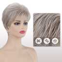 SEVENCOLORS Short Wigs for White Women Platinum Blonde Pixie Cut Wigs Layered Natural Looking Synthetic Hair Wigs for Women