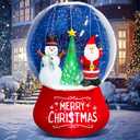 [Flash Light & Snowing] 6Ft Christmas Inflatable Snow Globe, Christmas Blow up Santa Claus & Snowman & Christmas Tree in Xmas Snow Ball Built-in Colorful LED Lights for Snowglobe Inflatable