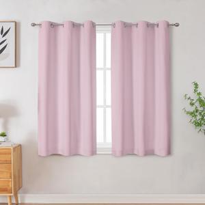 OVZME Rhea 100% Blackout Curtains 45 inch Long 2 Panels for Living Room, Light Pink Blackout Curtains Thermal Insulated, Heat and Full Light Blocking Panels for Bedroom, Grommets, 40Wx45L
