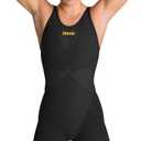 Arena Women's Powerskin Carbon Glide Full Body Short Leg Open Back Swimsuit for Competitive Racing, Practice Kneeskin (Black) 22