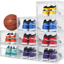 Attelite X-Large Clear Shoe Boxes Stackable Plastic Shoe Organizer ,Thicken & Sturdy Shoe Storage Box with Magnetic Door, Drop Front Shoe Box For Display Sneakers( 9 Pack, Clear White)