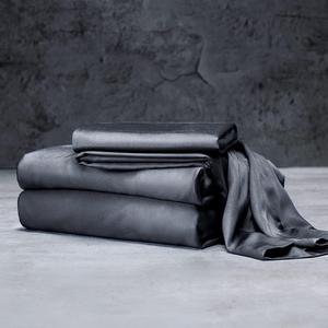 LUXOME Luxury Sheet Set | 100% Rayon (Viscose) from Bamboo | King Size - Charcoal | Deep Pockets | 4-Piece Set (Fitted, Flat, 2 Pillowcases)