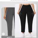 Houmous Womens Cotton Barrel Pants 26" 28" Stretch Lounge Golf Travel Casual Slacks Belt Loops Pockets