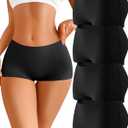 CUTE BYTE Womens Seamless Boy Shorts Underwear Soft Stretch No Show Boxer Shorts Briefs Panties for Ladies 4 Packs (M)