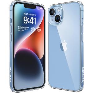 SUCGLES Crystal Clear Slim Phone Case Designed for iPhone 14 Plus Case for Apple iPhone 14plus | Non-Yellowing, 10FT Military Grade Protection, Shockproof, Bumper, Thin Cover