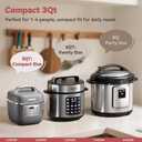CARORI Electric Pressure Cooker 3QT, 8-Function Compact Multi-Cooker with Ceramic Nonstick Pot for Saute, Pressure Cook, Slow Cook, Meat Stew, Rice, Delay Start, Keep Warm, Safe Venting, Gray