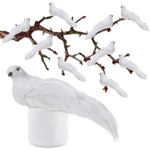 Taiyin 30 Pcs Artificial White Doves for Christmas Tree Decorations 5.3 Inch Long Artificial Doves Figures Fake White Birds Foam Clip for Craft Home Garden Wedding DIY Decor Christmas Tree Ornaments