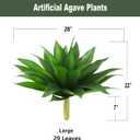 Artificial Agave Plants-Set of 2 Large Fake Agave for Outdoors,28Inch,Faux Aesthetic Plants for Home Decor, Realistic UV Resistant Fake Agave Plants Without Pot