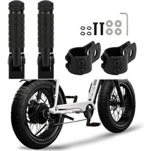 CHANGCHENG Passenger Foot Pegs M8 Foldable Footrest Rearsets 90 Degree E-bike Passenger Pedal Universal for Dirt Pit Bike Mini Bike Black