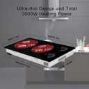 12 Inch Electric Cooktop 2 Burner, Built-in Stove, Electric Radiant Cooktop with Knob Conrol, Residual Heat Indicator, 9 Power Level, Over-Heat Protection, 220V Hard Wire(No Plug)