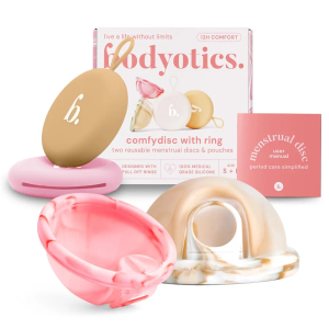 Reusable Menstrual Disc, Wear Up to 12-Hours, Sustainable Period Disc Alternative to Menstrual Cups, Tampons and Pads for Light or Heavy Flows, Leak Proof - Small & Large Sizes (Beige and Light Pink)