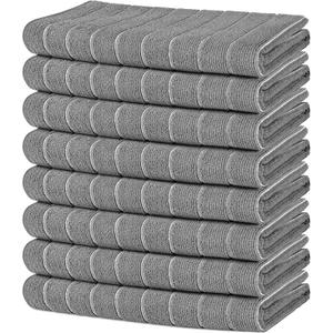 AIDEA Microfiber Kitchen Towels-8Pack, Microfiber Dish Towels, Soft Absorbent Dish Towels, Multi-Purpose Kitchen Dish Cloth for Home, Travel-Grey 15”x25”