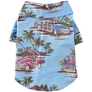 Tangpan Summer Pet Daisy Hawaiian Beach Plaid Print Shirts Clothes for Dog Blue XL