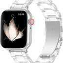 V.R.HOPE Resin Watch Band Compatible with Apple Watch Band for Women 38mm 40mm 41mm 42mm Fashion Lightweight Bracelet Strap for iWatch Series 11/10/9/8/7/6/5/4/3/2/1/SE3 (Clear)