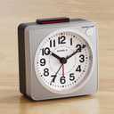 AYRELY 2.6"  1.4" Ultra Small Battery Operated Analog Travel Alarm Clock, Silent Non-Ticking with Snooze and Light, Retro Bedside Table Clock for Bedroom, Easy Top Alarm Switch (Silver)