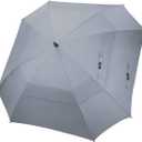 G4Free Extra Large Golf Umbrella 62/68 inch Square Vented Windproof Auto Open Double Canopy Oversized Stick Umbrella (Grey)