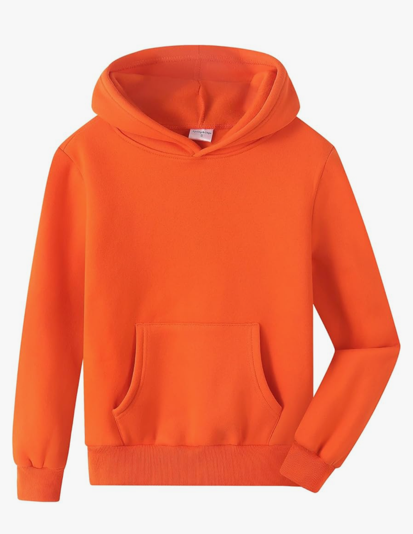 Spring&Gege Youth Solid Fleece Hoodies Pullover Hooded Sweatshirts for Children L