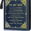 Son Leather Photo Album 4x6 100 Photos, Memory DIY Scrapbook with 25 Sheets and 20 Blank Kraft Sheets, Children's Growth Album Book for Son Kids Birthday Gift Graduation Gift ﻿